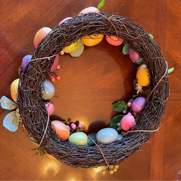 Easter Egg Grapevine Wreath 13” - Picture 2 of 3